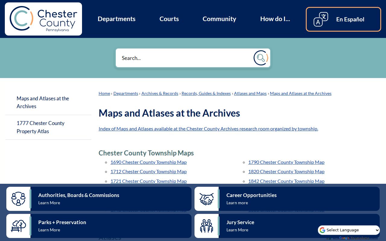 Tredyffrin Township previous residents Chester County Archives maps and atlases