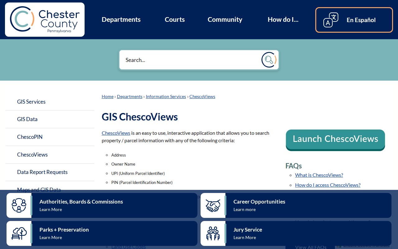 Tredyffrin Township street directory ChescoViews search modes
