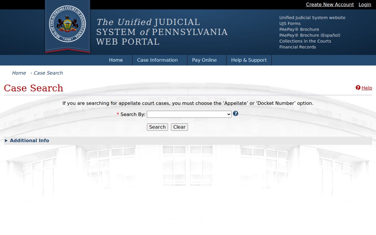 Tredyffrin Township resident lookup through Pennsylvania UJS Case Search