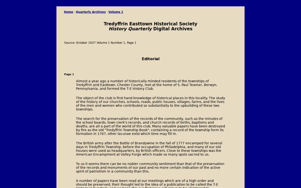 Tredyffrin Township previous residents lost Township Book history