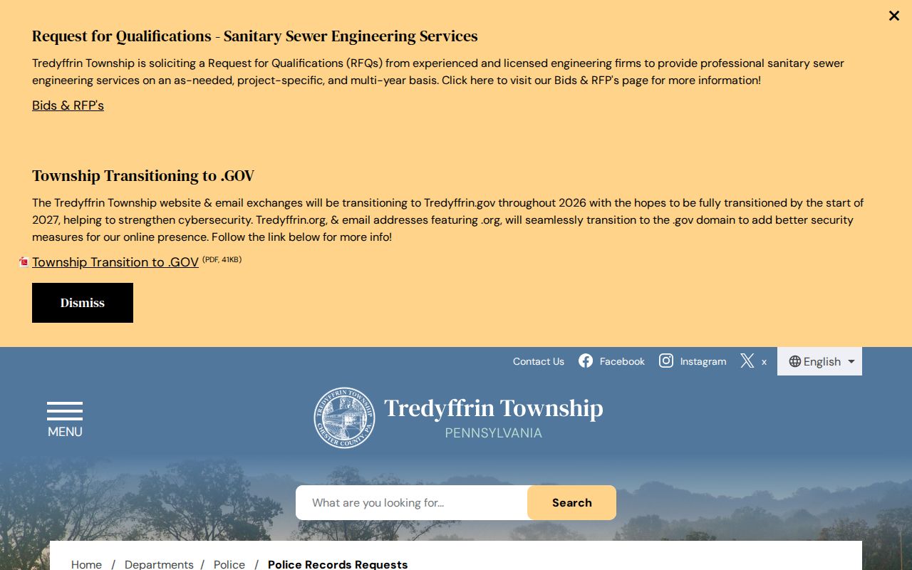 Tredyffrin Township neighbors police records request privacy channel